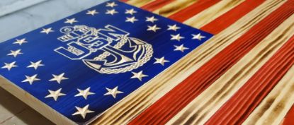 Picture of Carved Navy Flag