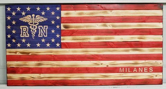 Picture of Carved Registered Nurse (RN) Flag